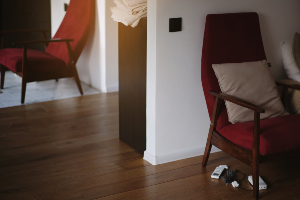 Reed diffuser styled in a living room