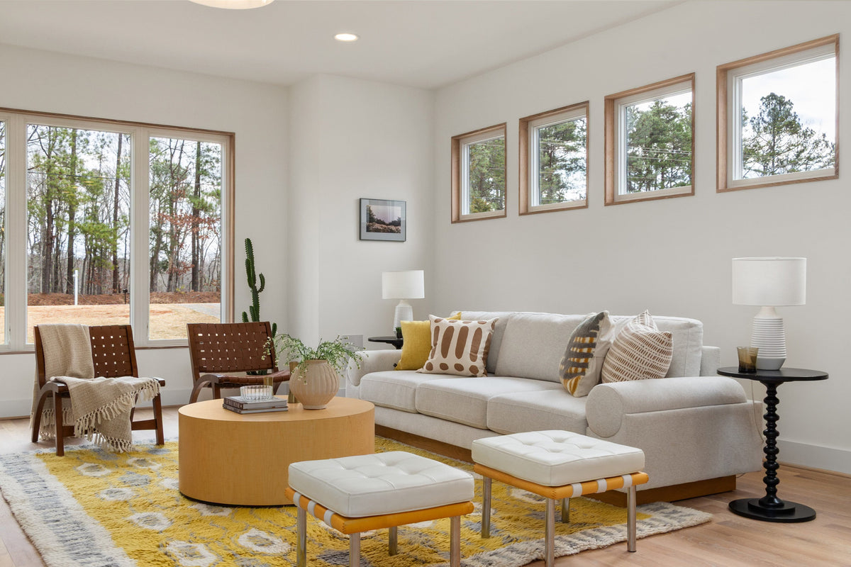 Reed diffuser styled in a living room