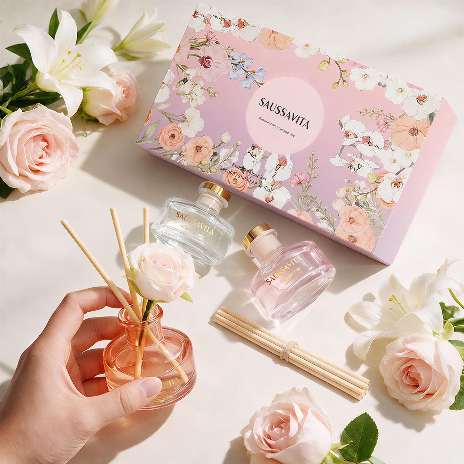 Cherry Blossom & White Flower Reed Diffuser Set