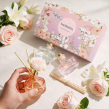 Cherry Blossom & White Flower Reed Diffuser Set — product view — SAUSSAVITA reed diffuser